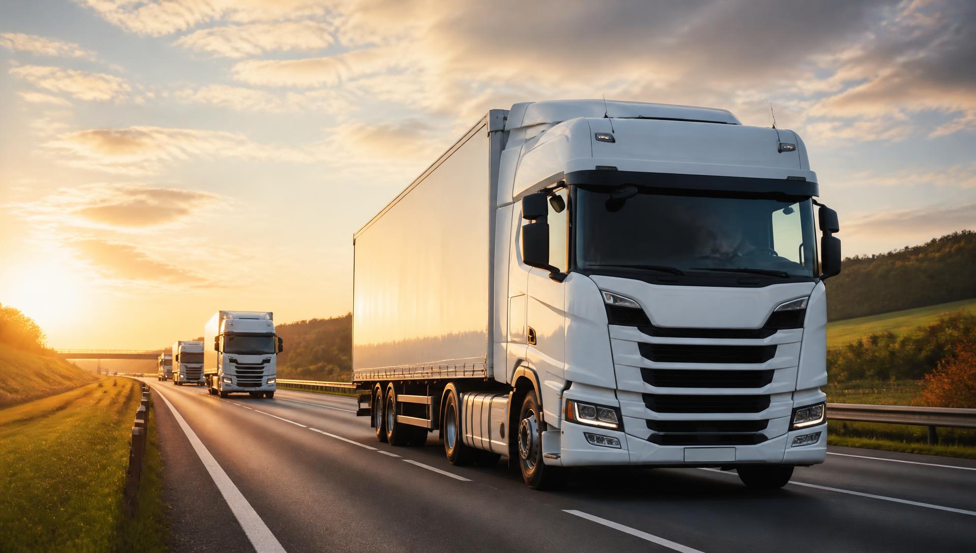 Moderne LKW-Flotte der EcoRoma GmbH auf deutscher Autobahn